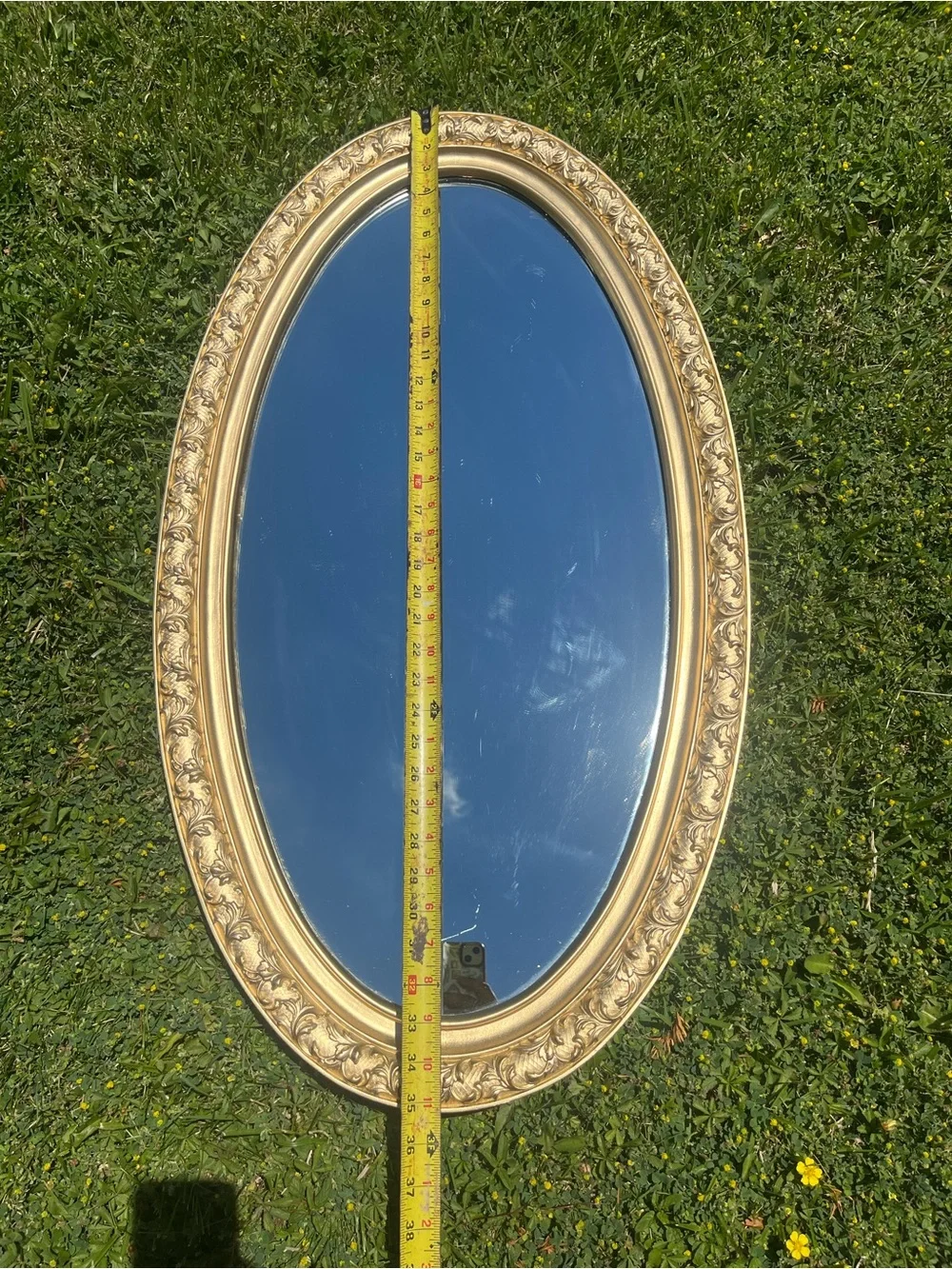 Ornate Vintage Gold Oval Wall Mirror